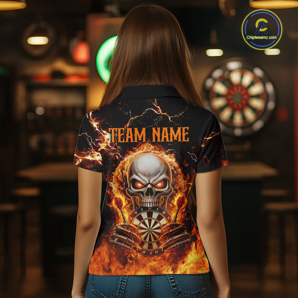 Custom Flame Skull Darts Shirt Darts Team Jerseys Dartboard Shirt Dart League