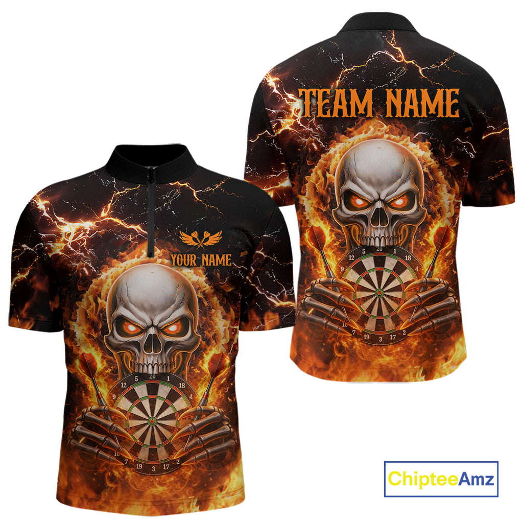 Custom Flame Skull Darts Shirt Darts Team Jerseys Dartboard Shirt Dart League