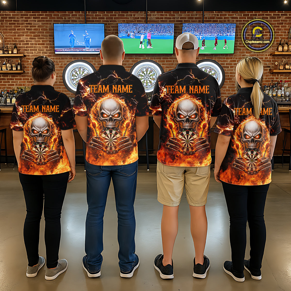 Custom Flame Skull Darts Shirt Darts Team Jerseys Dartboard Shirt Dart League