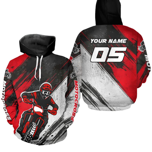 Red and Black Motocross Hoodie Adult Dirt Bike Racing Hoodie Shirt