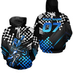 Custom Blue Motocross Hoodie Adult Dirt Bike Racing Hoodie Shirt