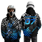 Custom Blue Motocross Hoodie Adult Dirt Bike Racing Hoodie Shirt