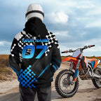 Custom Blue Motocross Hoodie Adult Dirt Bike Racing Hoodie Shirt