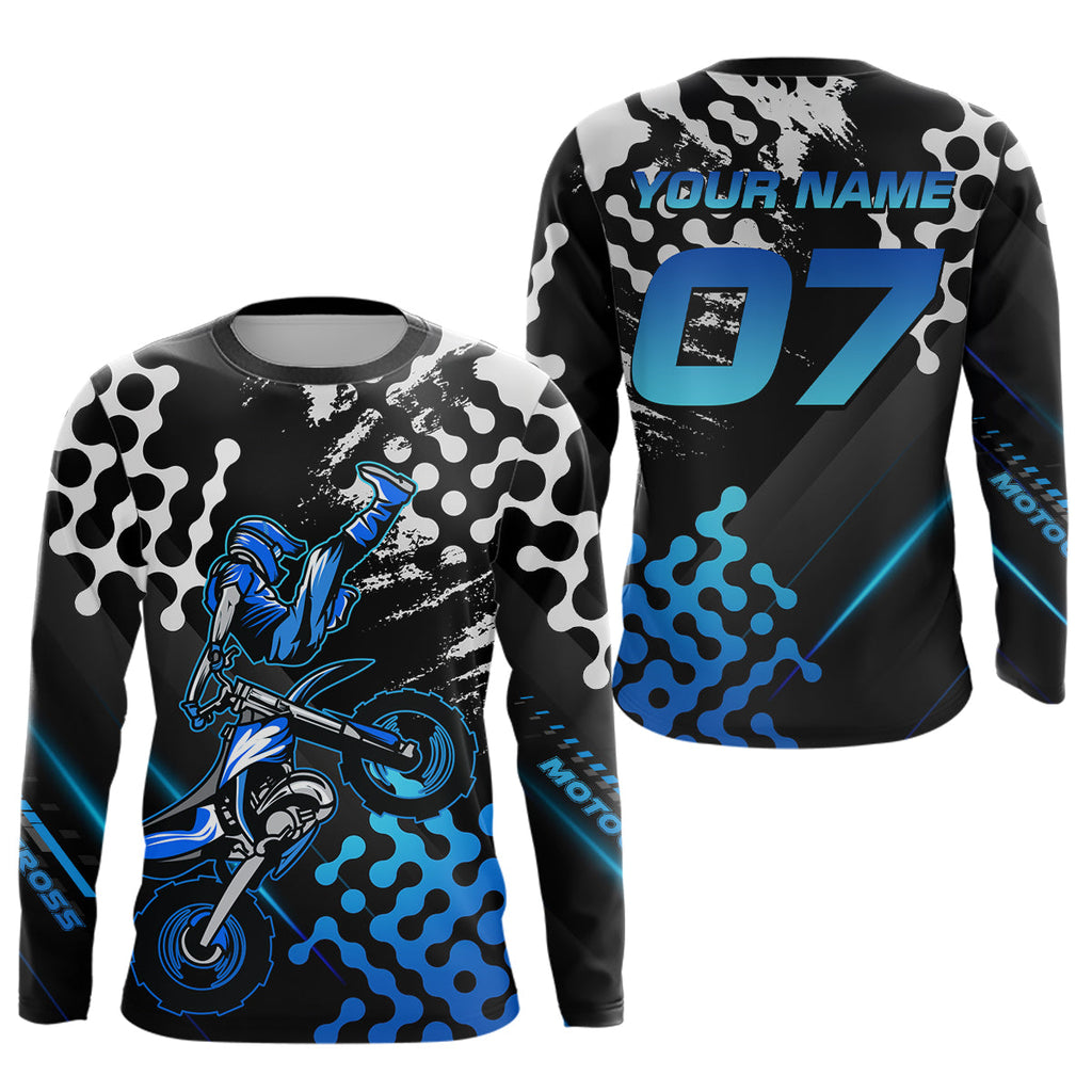 Blue Custom Motocross Racing Jersey Dirt Bike Shirts Off road Shirt