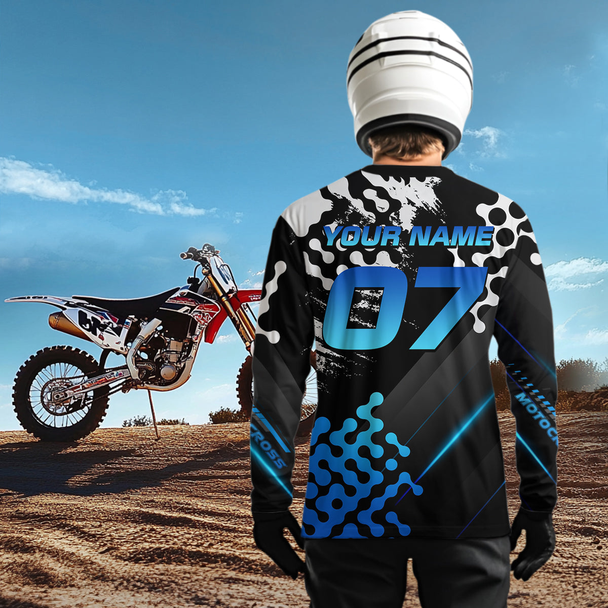 Blue Custom Motocross Racing Jersey Dirt Bike Shirts Off road Shirt