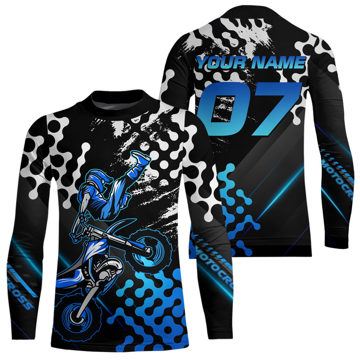 Blue Custom Motocross Racing Jersey Dirt Bike Shirts Off road Shirt