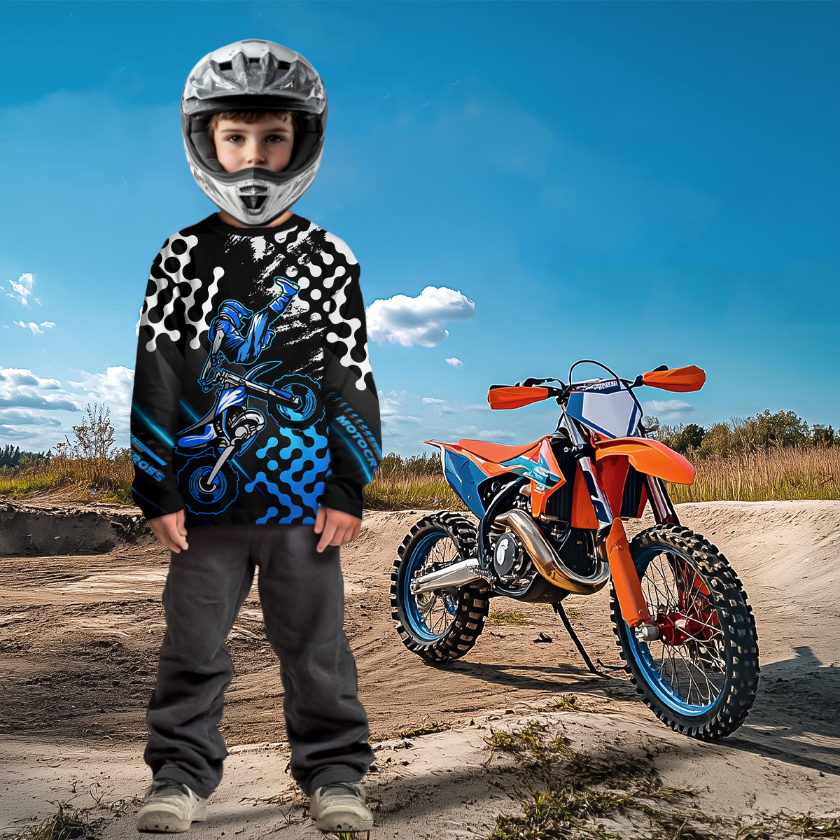 Blue Custom Motocross Racing Jersey Dirt Bike Shirts Off road Shirt