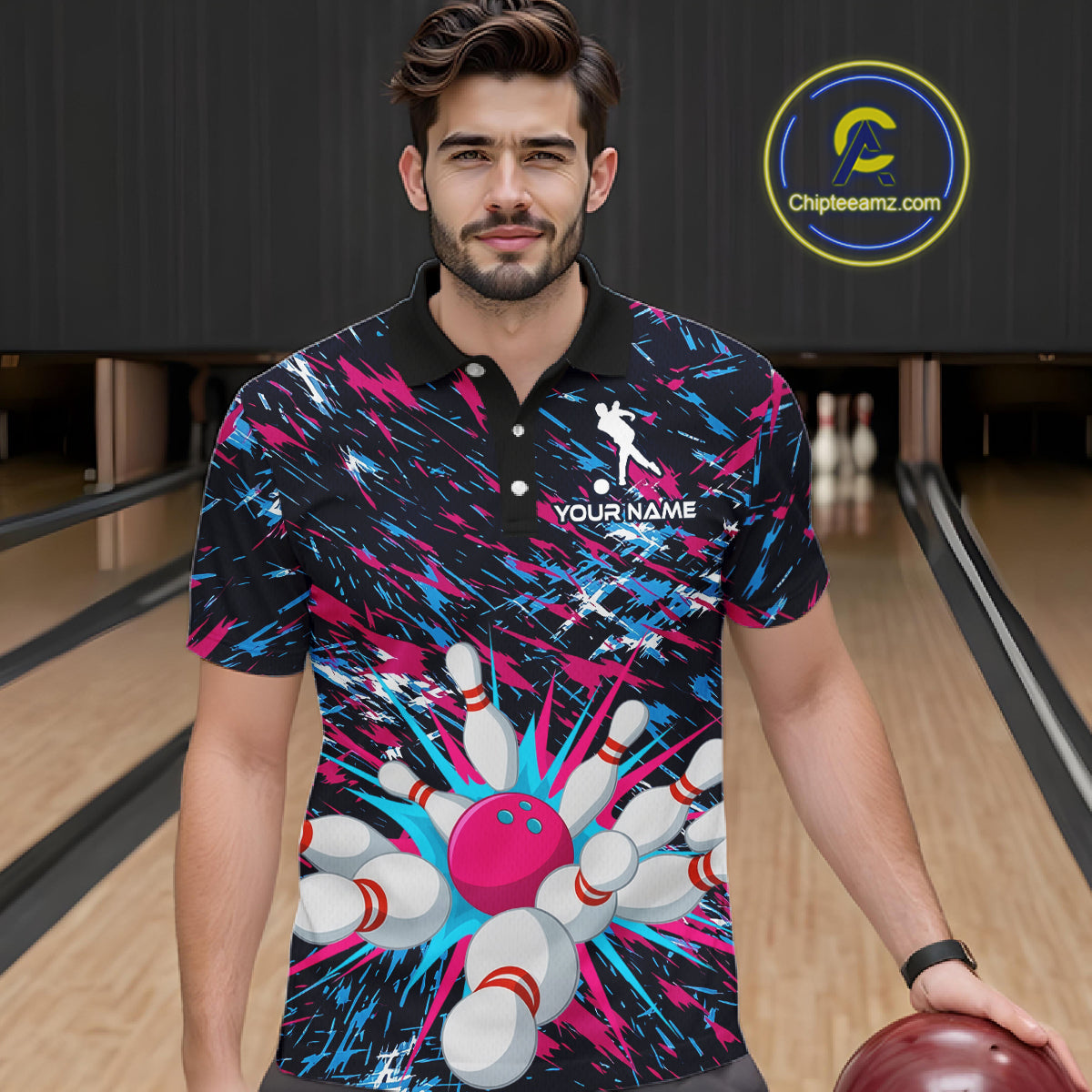 Pink and Purple Bowling Shirts for Team Bowling Polo and 1/4 Zip Shirt