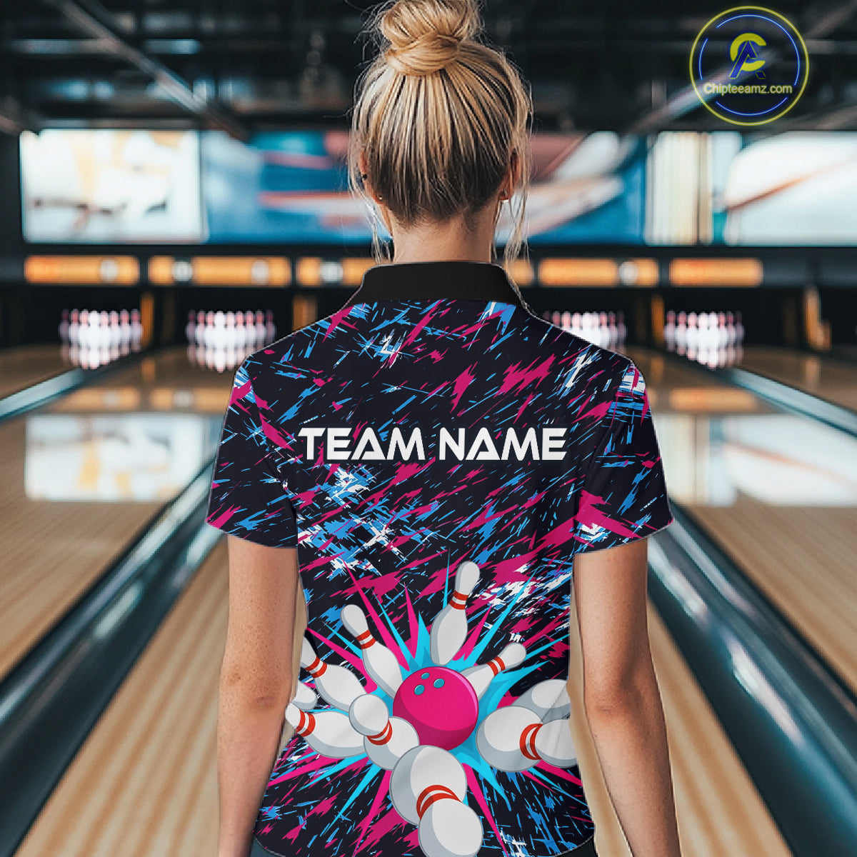 Pink and Purple Bowling Shirts for Team Bowling Polo and 1/4 Zip Shirt