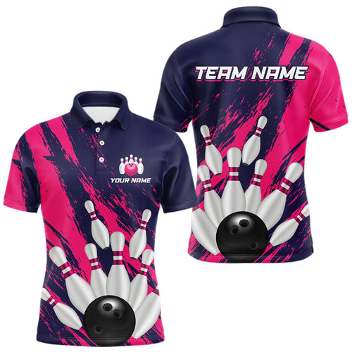 Custom Pink and Blue Bowling Shirts for Team Bowling Polo & 1/4 Zip