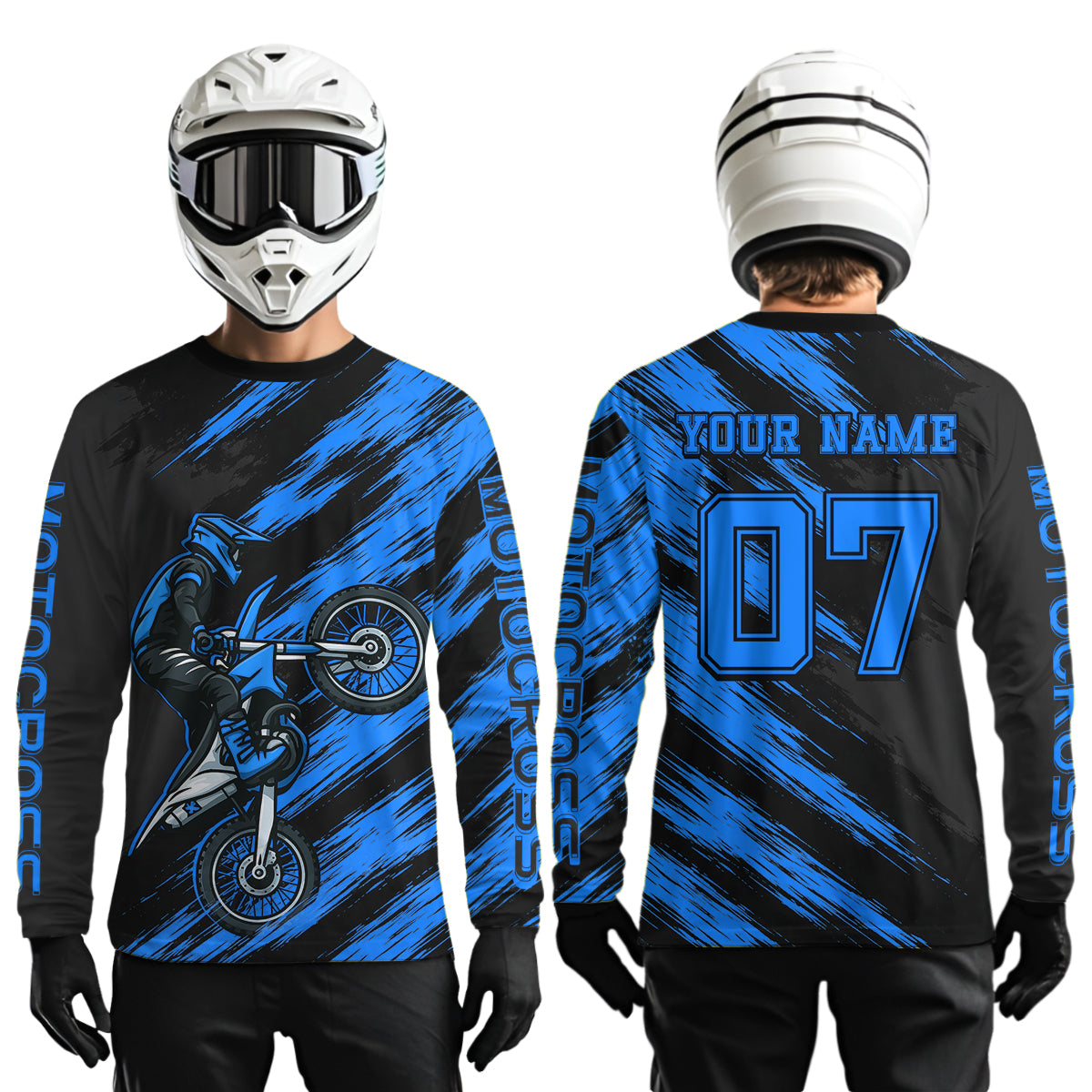 Blue Motocross Jersey Dirt Bike Jersey Custom Motorcycle Riding Shirt