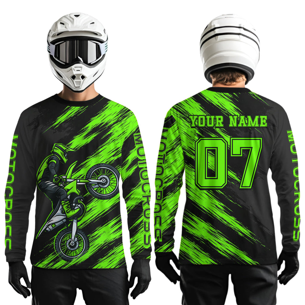 Green Motocross Jersey Dirt Bike Jersey Custom Motorcycle Riding Shirt