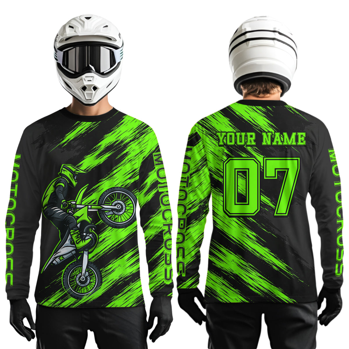 Green Motocross Jersey Dirt Bike Jersey Custom Motorcycle Riding Shirt
