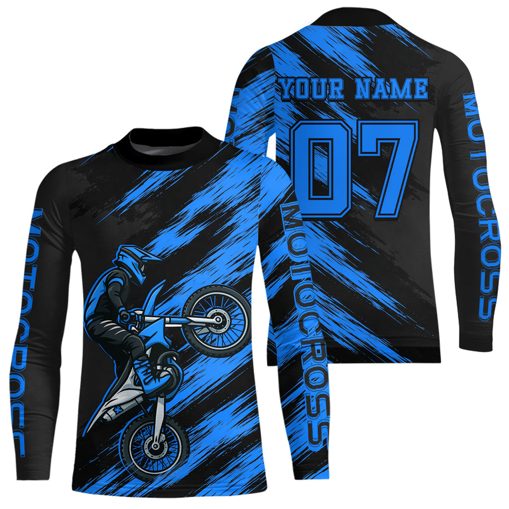 Blue Motocross Jersey Dirt Bike Jersey Custom Motorcycle Riding Shirt