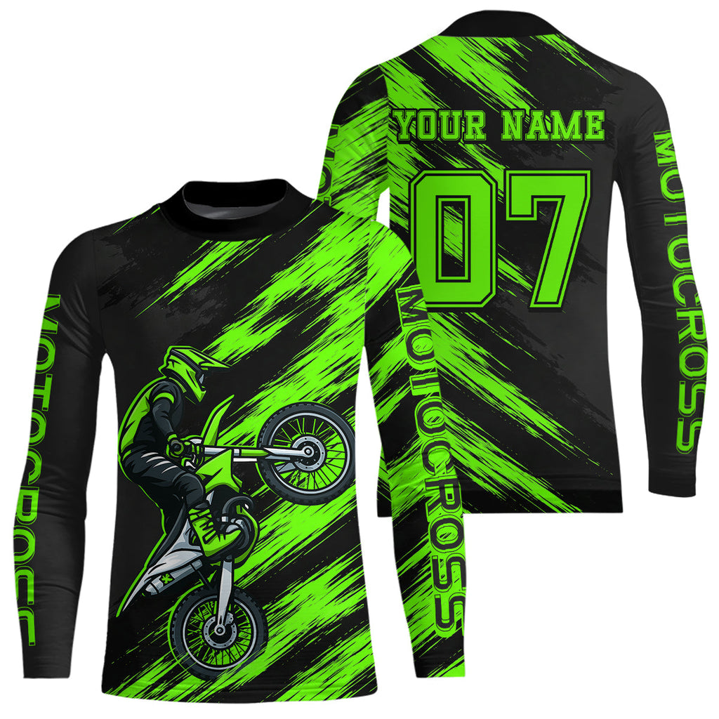 Green Motocross Jersey Dirt Bike Jersey Custom Motorcycle Riding Shirt