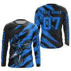 Blue Motocross Jersey Dirt Bike Jersey Custom Motorcycle Riding Shirt