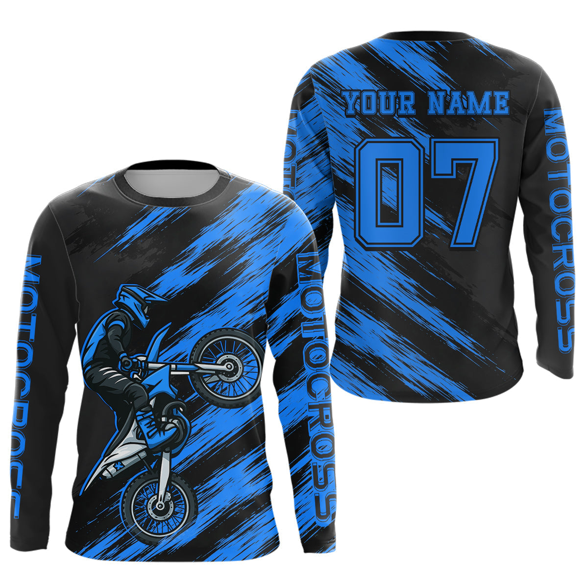 Blue Motocross Jersey Dirt Bike Jersey Custom Motorcycle Riding Shirt