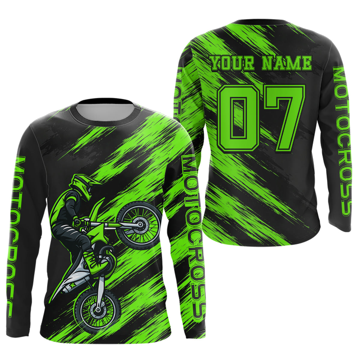 Green Motocross Jersey Dirt Bike Jersey Custom Motorcycle Riding Shirt