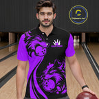 Purple Wolf Bowling Shirts for Team Custom Wolf Bowling Jerseys for Couples