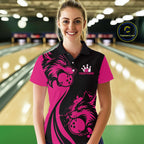 Pink Wolf Bowling Shirts for Team Custom Wolf Bowling Jerseys for Couples
