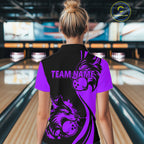 Purple Wolf Bowling Shirts for Team Custom Wolf Bowling Jerseys for Couples