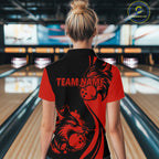 Red Wolf Bowling Shirts for Team Custom Wolf Bowling Jerseys for Couples