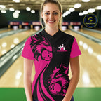 Pink Wolf Bowling Shirts for Team Custom Wolf Bowling Jerseys for Couples