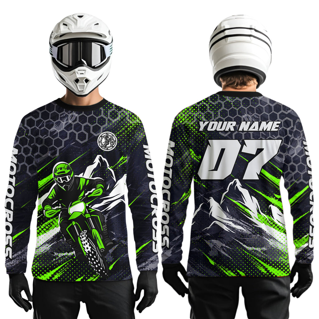Green Motocross Racing Jersey Dirt Bike Shirts Motorcycle Riding Shirt