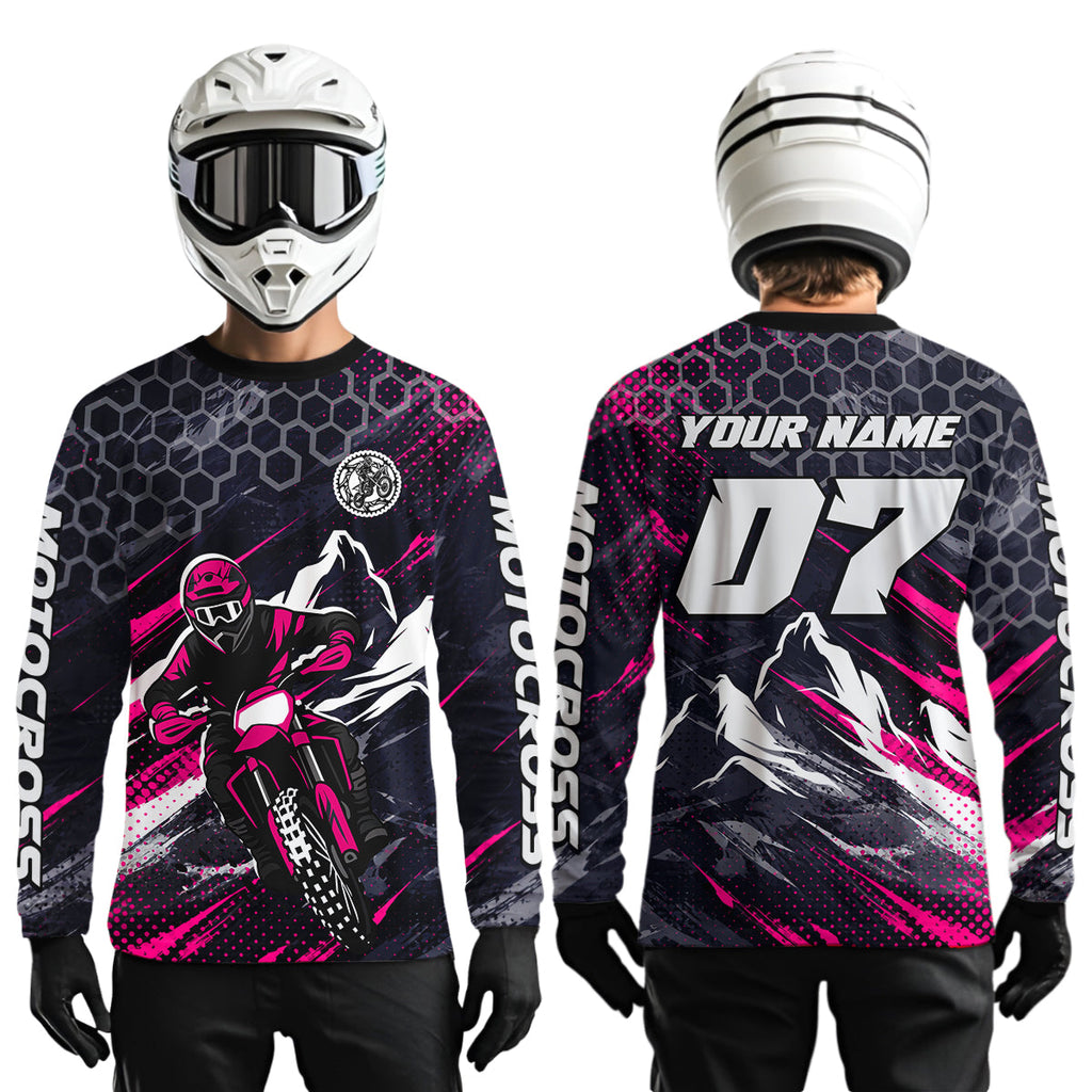 Pink Motocross Racing Jersey Dirt Bike Shirts Motorcycle Riding Shirt
