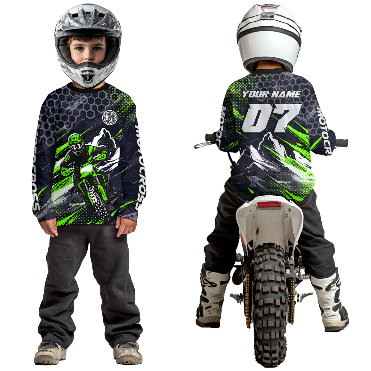 Green Motocross Racing Jersey Dirt Bike Shirts Motorcycle Riding Shirt