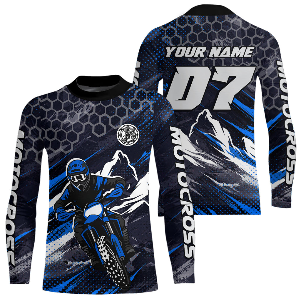 Blue Motocross Racing Jersey Dirt Bike Shirts Motorcycle Riding Shirt