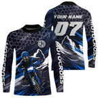 Blue Motocross Racing Jersey Dirt Bike Shirts Motorcycle Riding Shirt