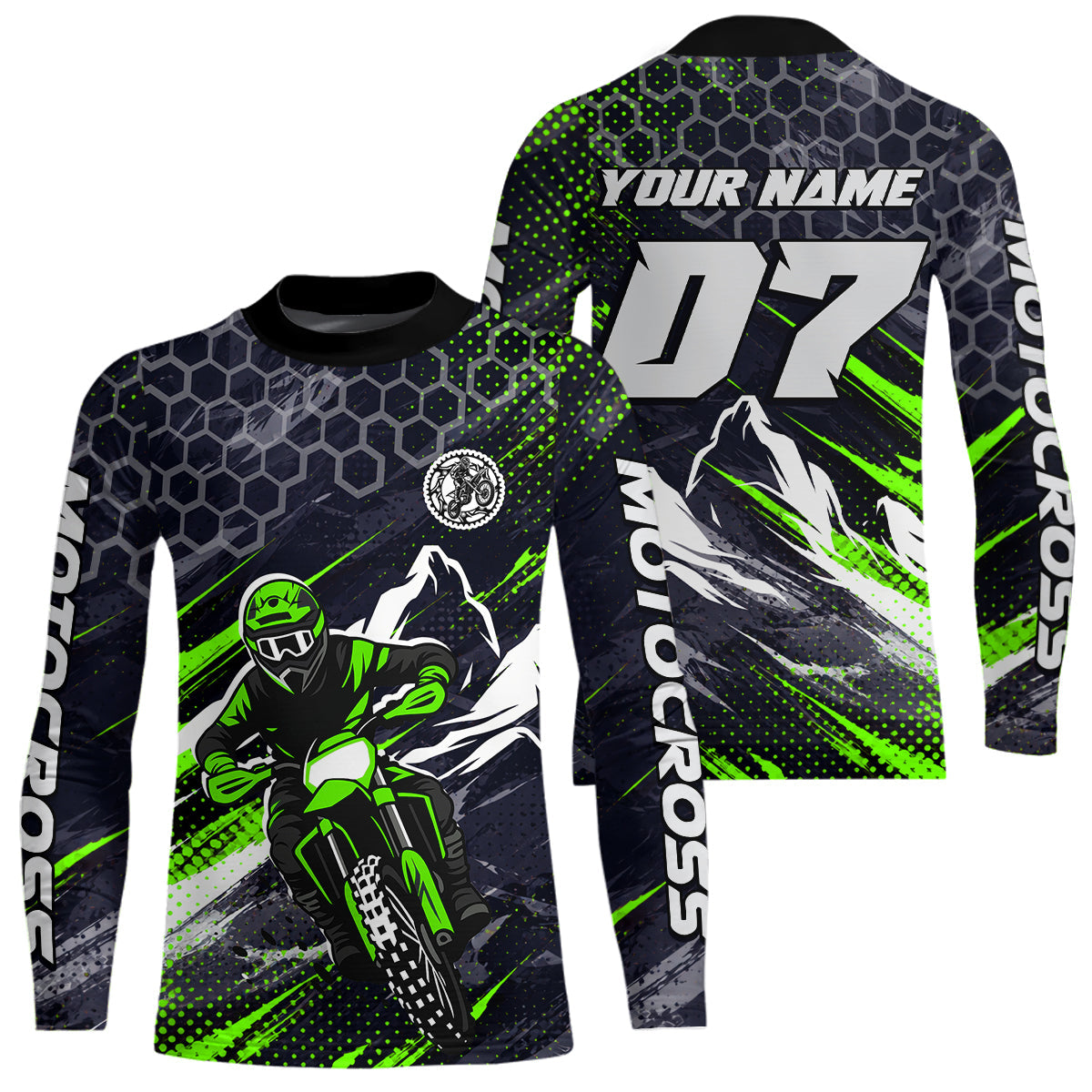 Green Motocross Racing Jersey Dirt Bike Shirts Motorcycle Riding Shirt