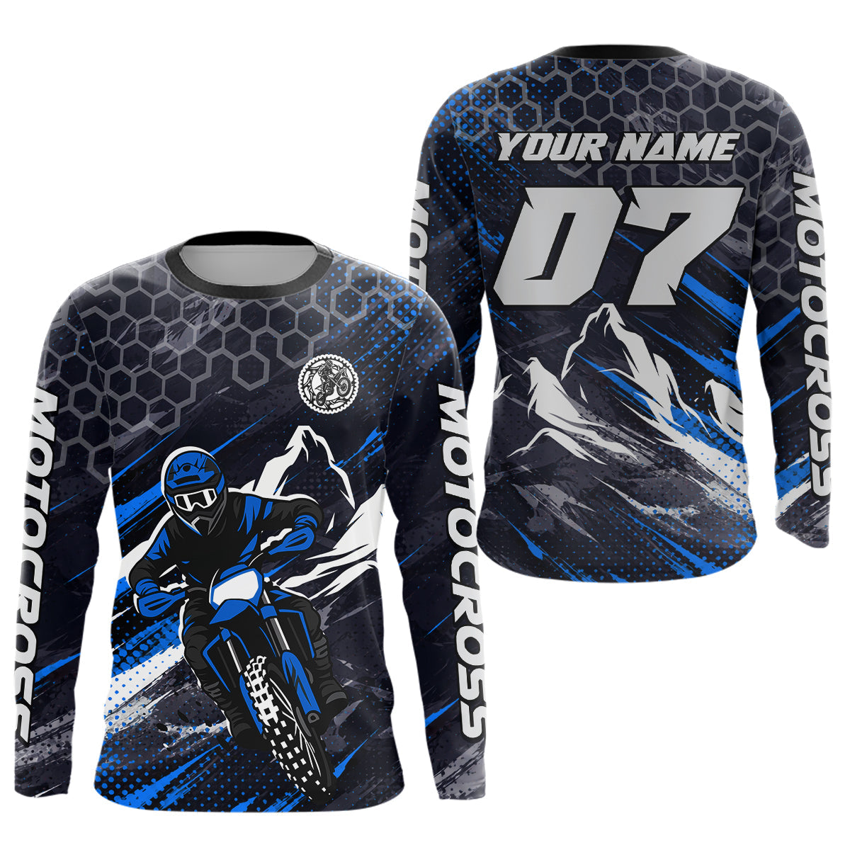 Blue Motocross Racing Jersey Dirt Bike Shirts Motorcycle Riding Shirt