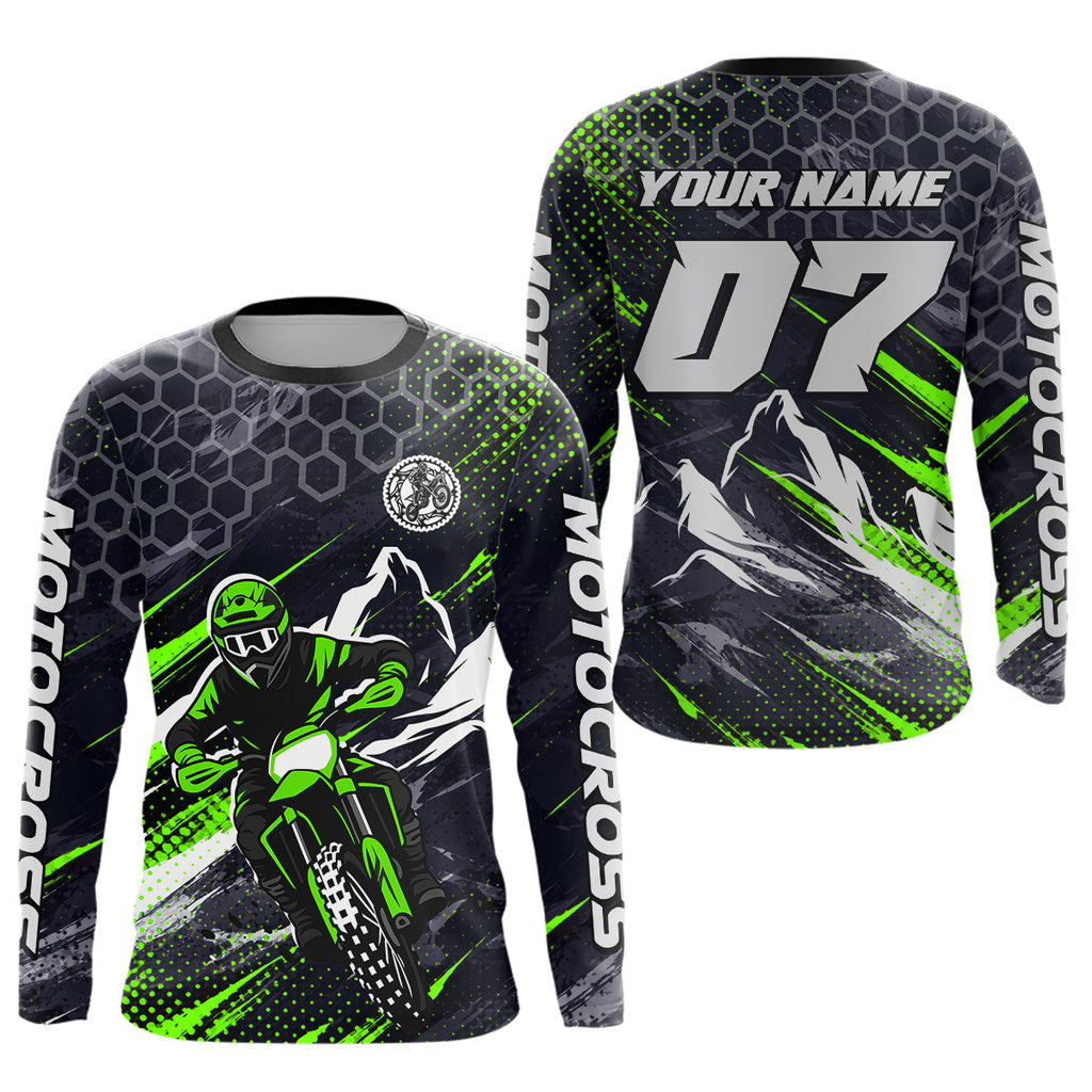 Green Motocross Racing Jersey Dirt Bike Shirts Motorcycle Riding Shirt