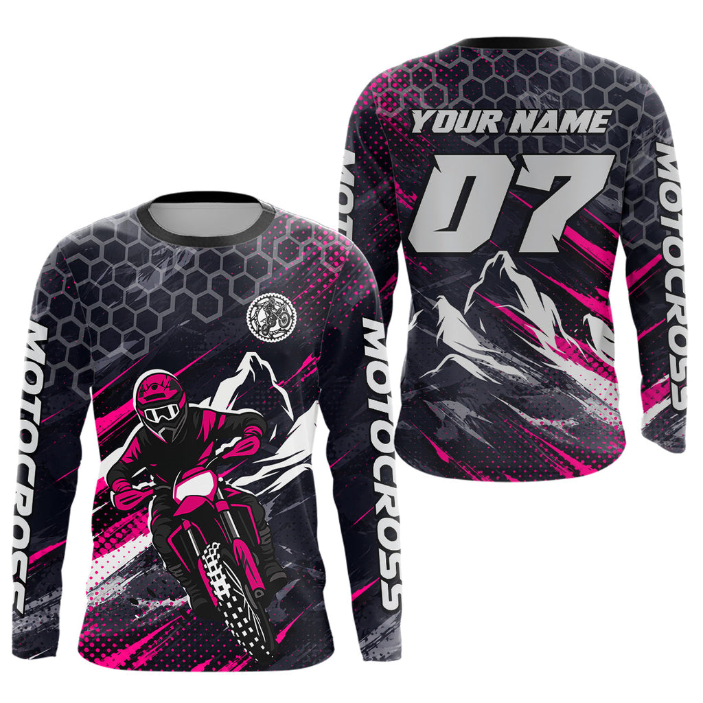 Pink Motocross Racing Jersey Dirt Bike Shirts Motorcycle Riding Shirt