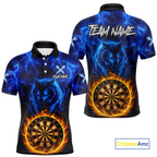 Custom Blue Wolf Flame Darts Shirt Darts Team Jerseys Dartboard Shirt Dart League