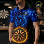 Custom Blue Wolf Flame Darts Shirt Darts Team Jerseys Dartboard Shirt Dart League