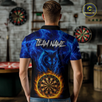 Custom Blue Wolf Flame Darts Shirt Darts Team Jerseys Dartboard Shirt Dart League