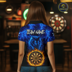 Custom Blue Wolf Flame Darts Shirt Darts Team Jerseys Dartboard Shirt Dart League