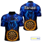 Custom Blue Wolf Flame Darts Shirt Darts Team Jerseys Dartboard Shirt Dart League