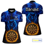 Custom Blue Wolf Flame Darts Shirt Darts Team Jerseys Dartboard Shirt Dart League