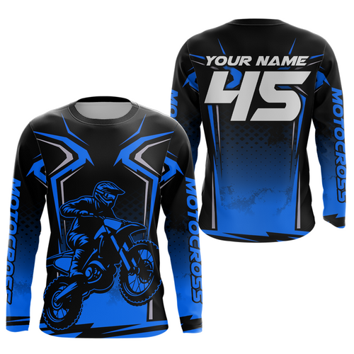 Custom Blue Motocross Racing Jersey Dirt Bike Shirts Motorcycle Shirt