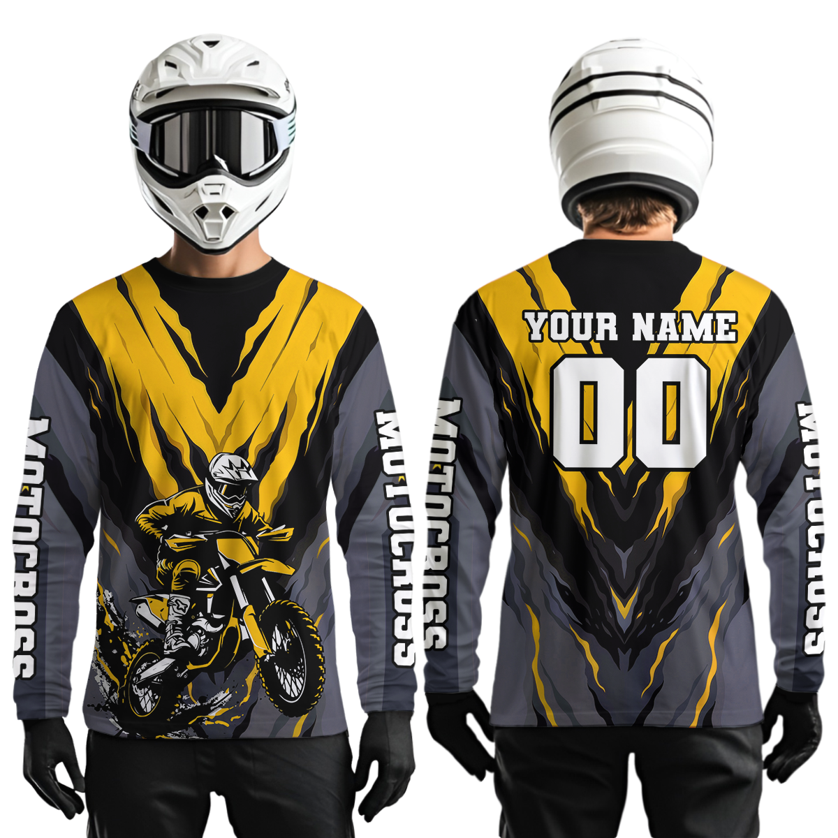 Custom Yellow Motocross Racing Jersey Dirt Bike Shirts Riding Shirt