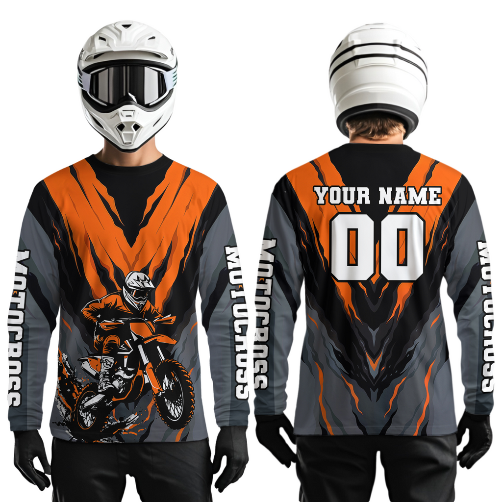 Custom Orange Motocross Racing Jersey Dirt Bike Shirts Riding Shirt