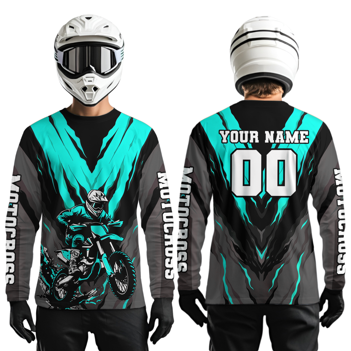 Custom Turquoise Motocross Racing Jersey Dirt Bike Shirts Riding Shirt