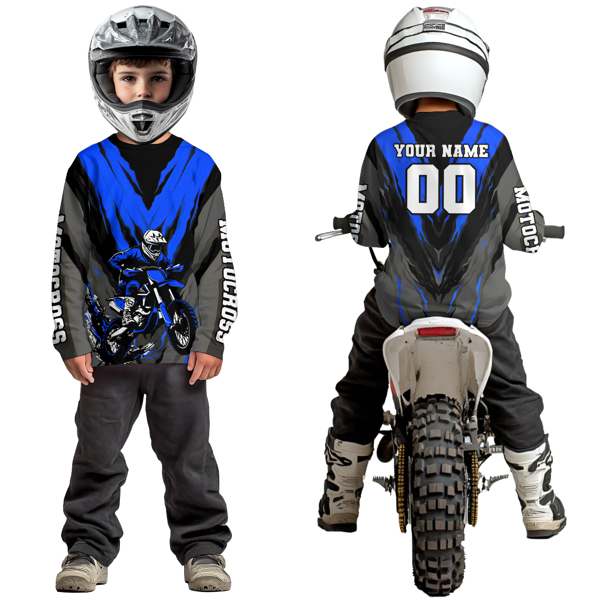 Custom Blue Motocross Racing Jersey Dirt Bike Shirts Riding Shirt