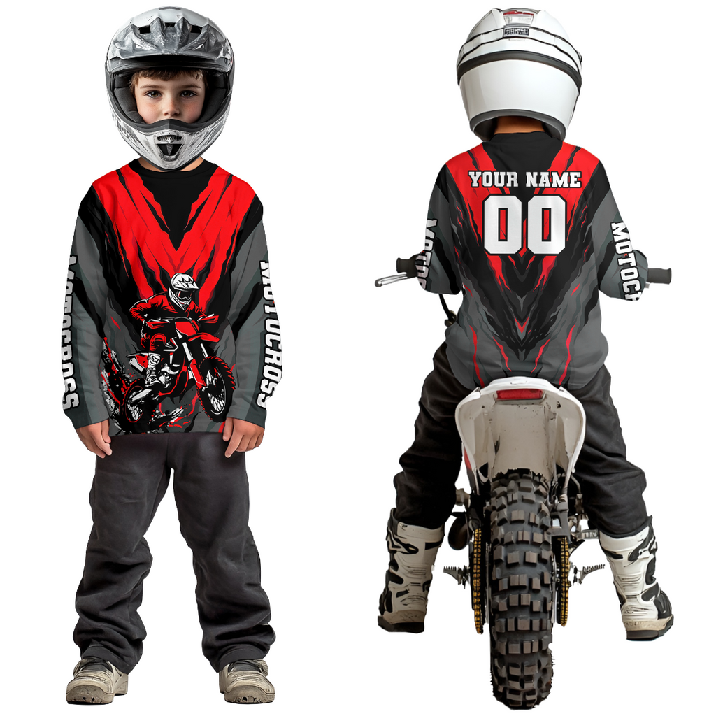 Custom Red Motocross Racing Jersey Dirt Bike Shirts Riding Shirt