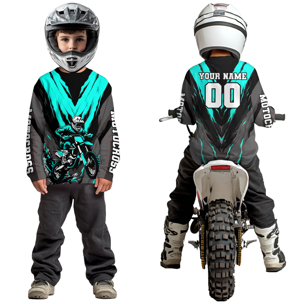 Custom Turquoise Motocross Racing Jersey Dirt Bike Shirts Riding Shirt