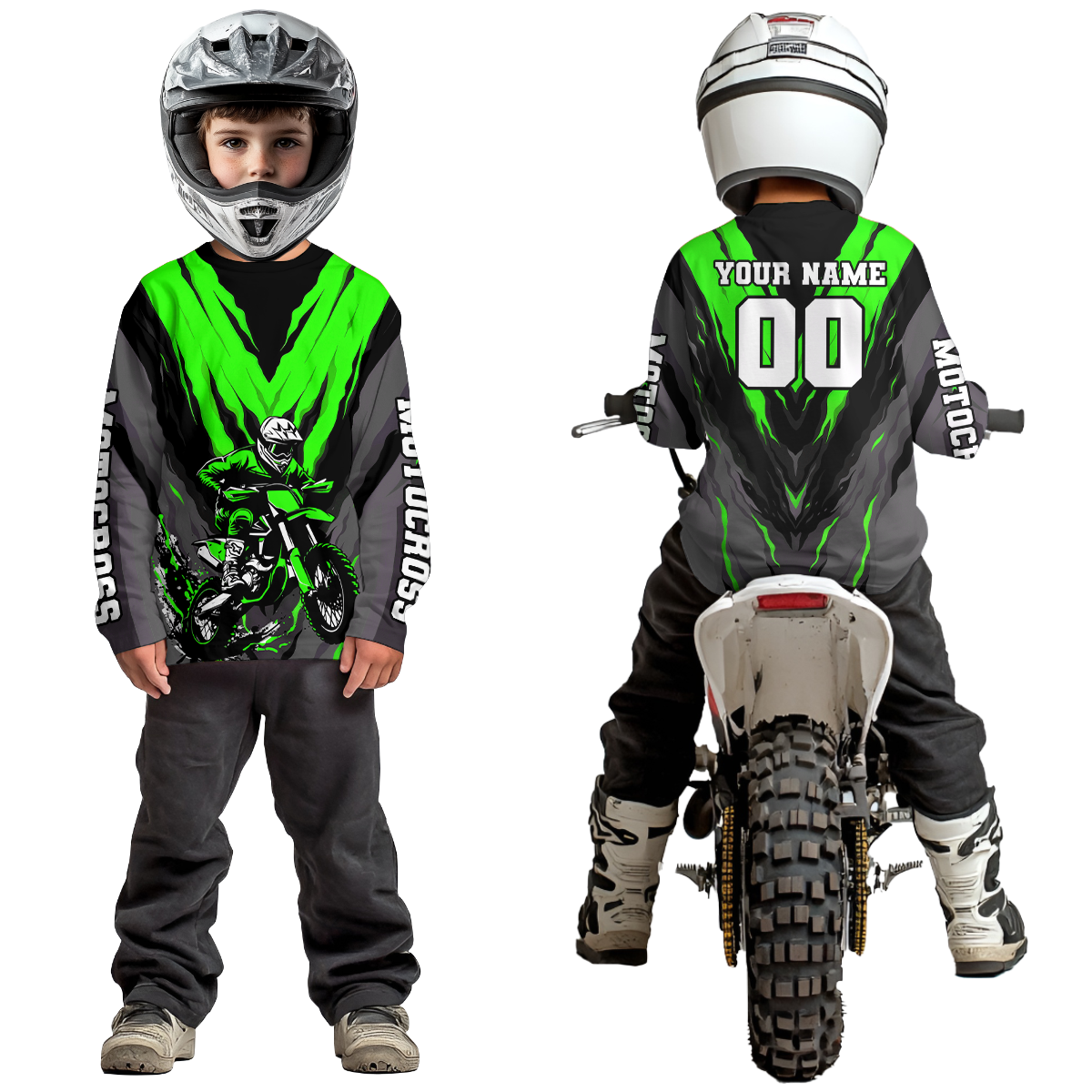 Custom Green Motocross Racing Jersey Dirt Bike Shirts Riding Shirt